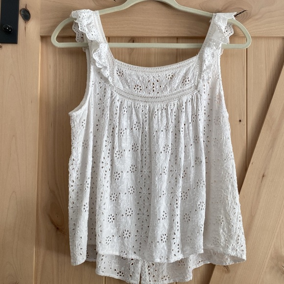 (New!!) LUCKY BRAND eyelet crop babydoll style top MED - Picture 3 of 14